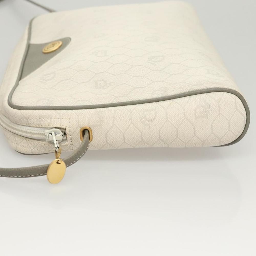 Christian Dior Honeycomb Canvas Shoulder Bag PVC White Gold Auth sw752 - Picture 5 of 16